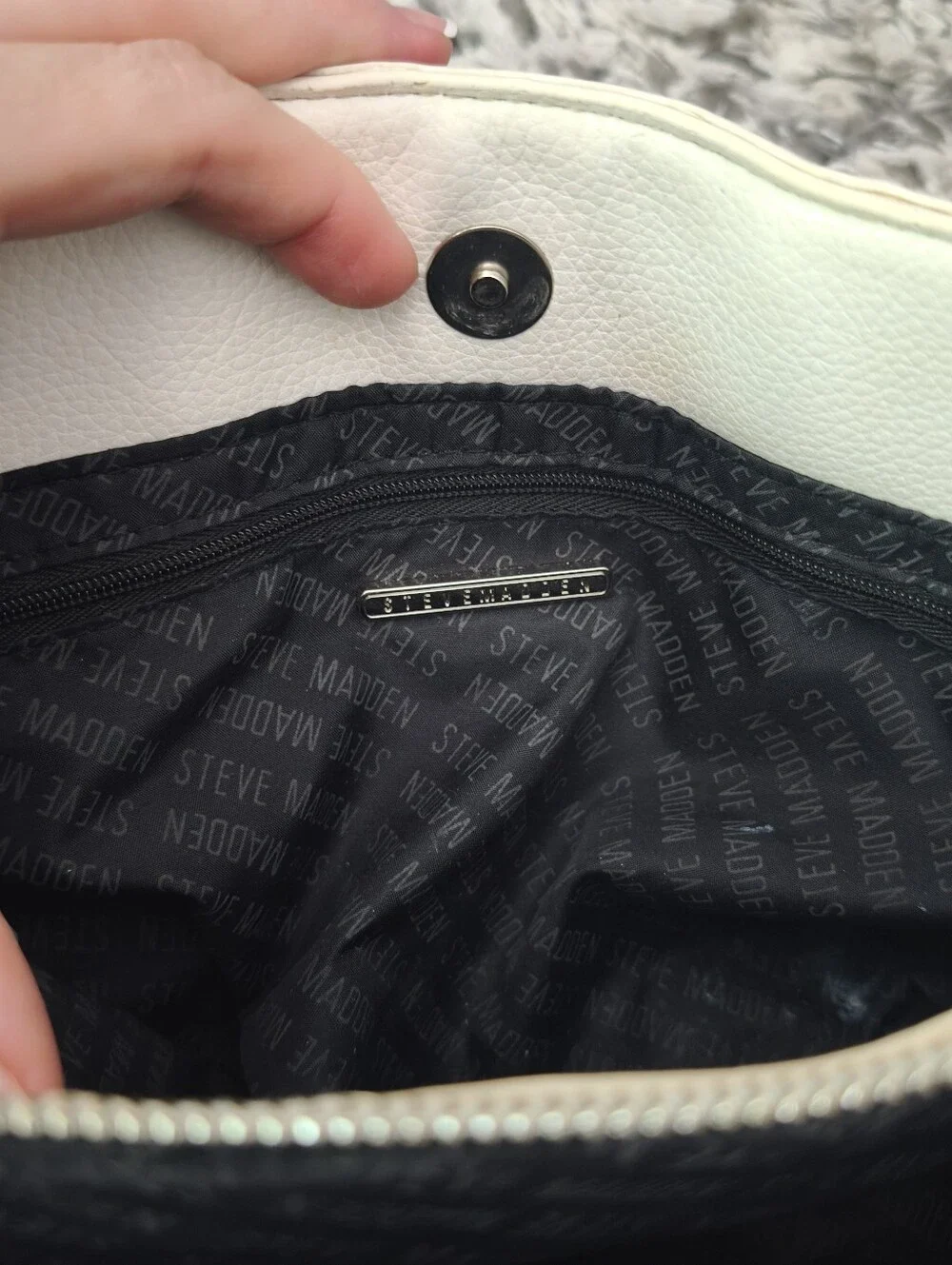 Steve Madden White Pebbled Leather Satchel